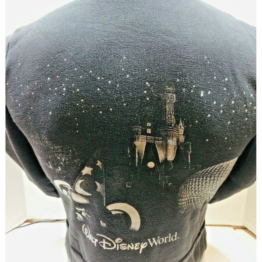 WALT DISNEY Youth Size L Black Sweater DisneyLand Resorts World Hoodie Full Zip - Picture 4 of 7